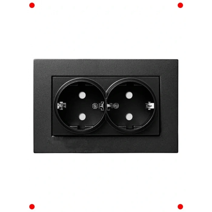 Çiftli Topraklı Priz, Siyah, Çocuk Korumalı
