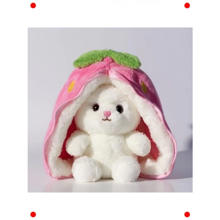 Çilek Formundan Çıkan Sürpriz Tavşan Peluş Oyuncak