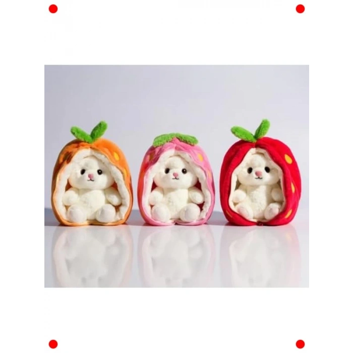 Çilek Formundan Çıkan Sürpriz Tavşan Peluş Oyuncak