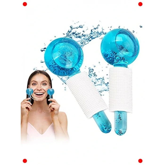 Cilt Sıkılaştırıcı Buz Küresi Masaj Seti (2 Adet, Mavi)