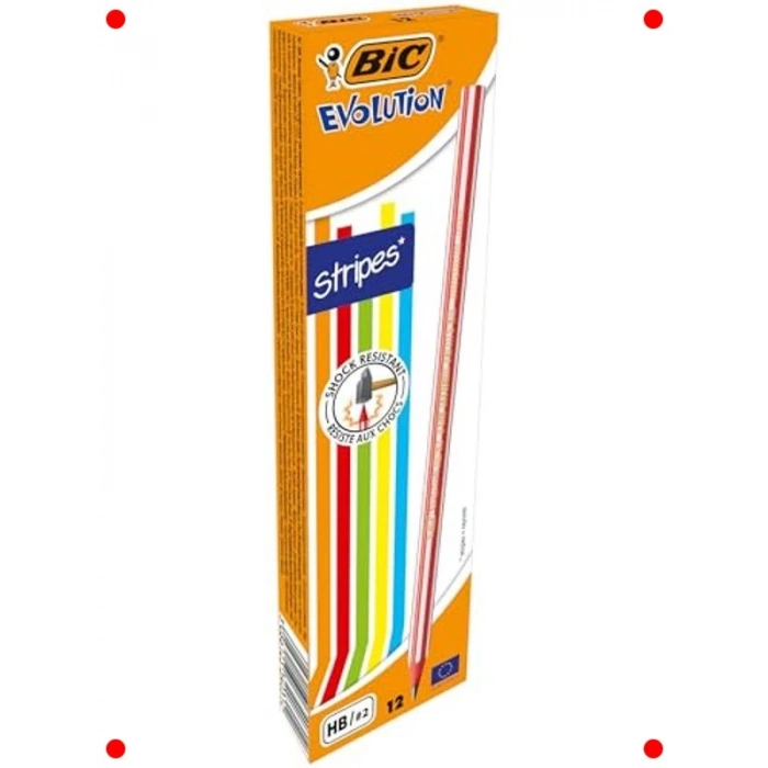 Çizgili Kurşun Kalem 12li, Güvenli, Kolay Açılır