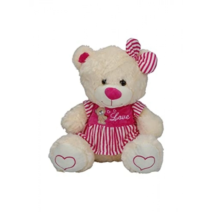 Çizgili Peluş Ayı, 40 cm Boyutunda, Eğlenceli Hediye