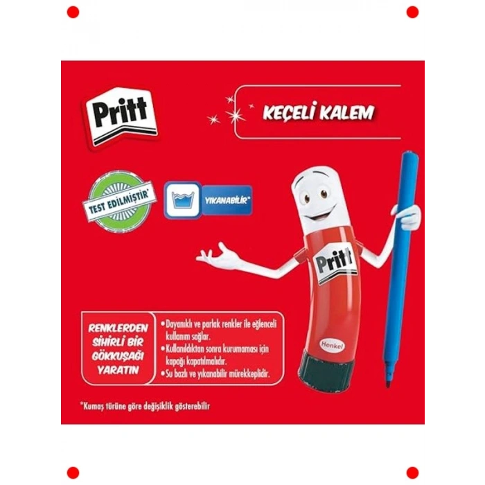 Çocuk Dostu Silinebilir Keçeli Kalemler (12 Renk)