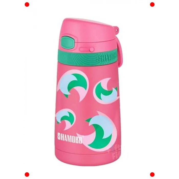 Çocuk Pipetli Çelik Termos - 350 ml (Koyu Pembe)