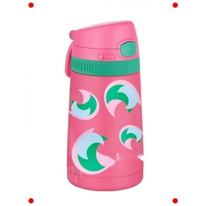 Çocuk Pipetli Çelik Termos - 350 ml (Koyu Pembe)