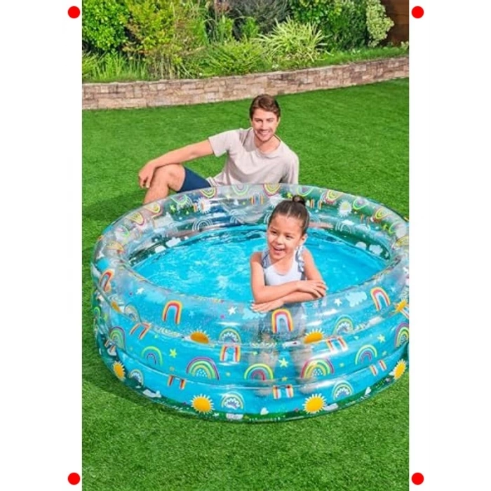 Çocuklar İçin 150x53cm Üç Bölmeli Desenli Şişme Havuz