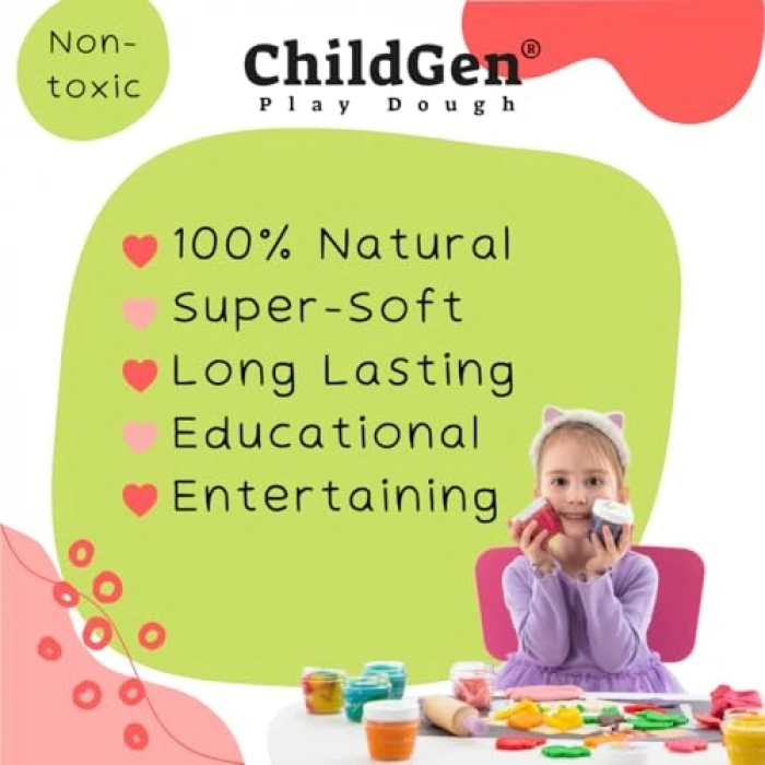 Çocuklar İçin 3lü Oyun Hamuru Seti, Renkli