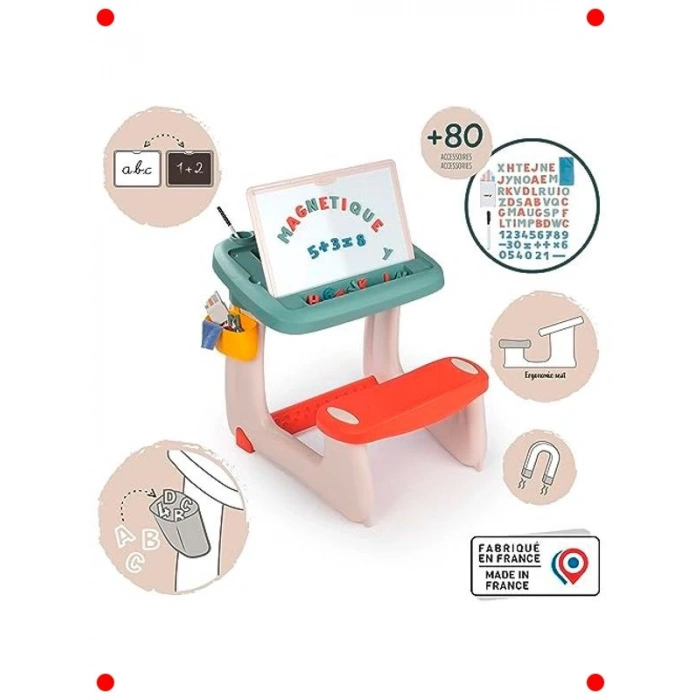 Çocuklar İçin Çift Taraflı Çalışma Masası ve Oturağı