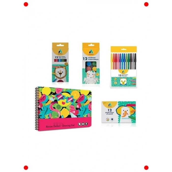 Çocuklar İçin Kapsamlı 4lü Sanat Seti ve Defter