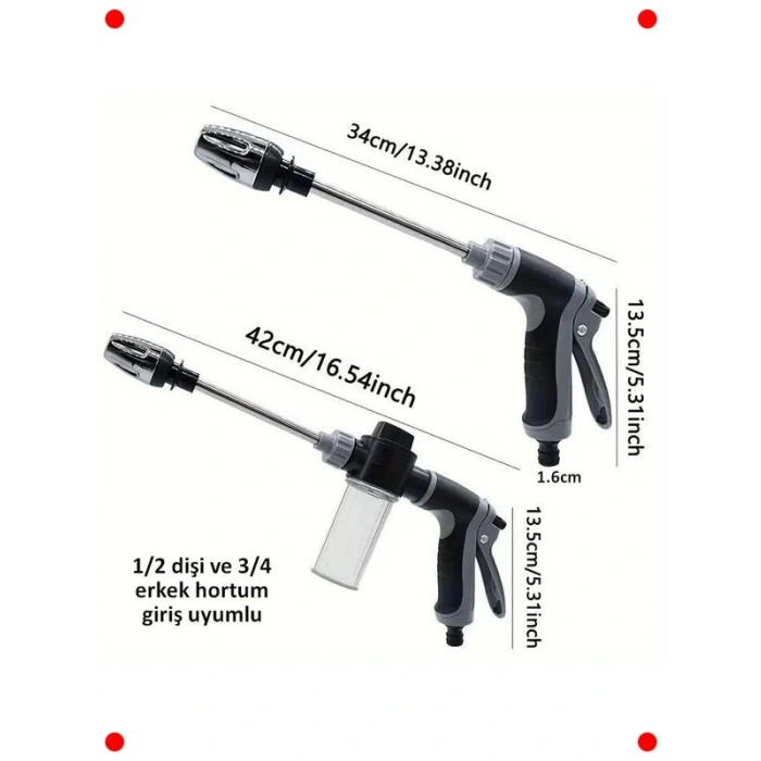 Çok Amaçlı Köpüklü Yıkama Sulama Tabancası