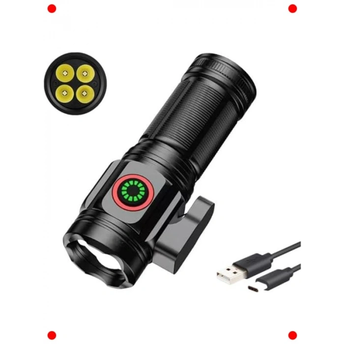 Çok Fonksiyonlu 2600 Lümen Şarjlı El Feneri