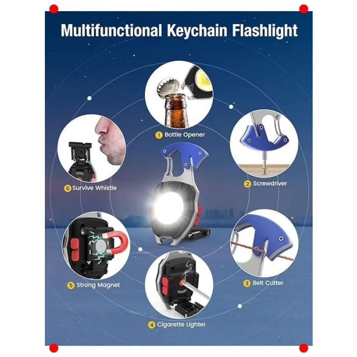 Çok Fonksiyonlu Mini Şarjlı Kamp ve Acil Durum Feneri