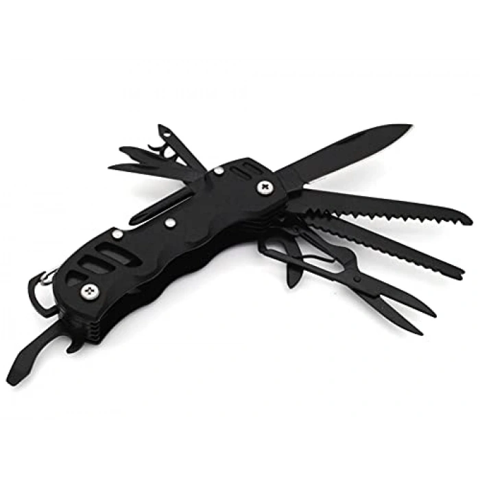 Çok Fonksiyonlu Siyah Kamp Cep Çakısı