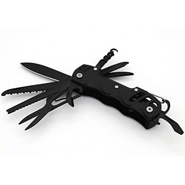 Çok Fonksiyonlu Siyah Kamp Cep Çakısı