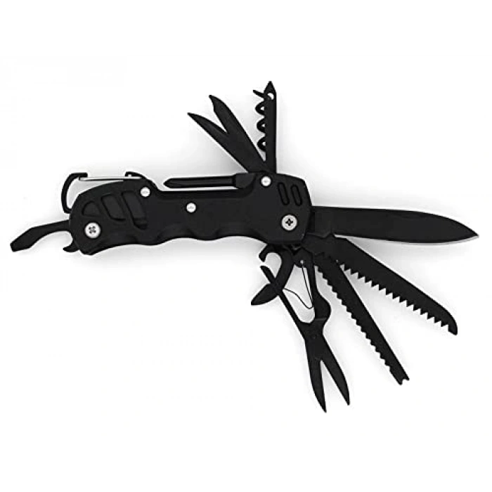 Çok Fonksiyonlu Siyah Kamp Cep Çakısı