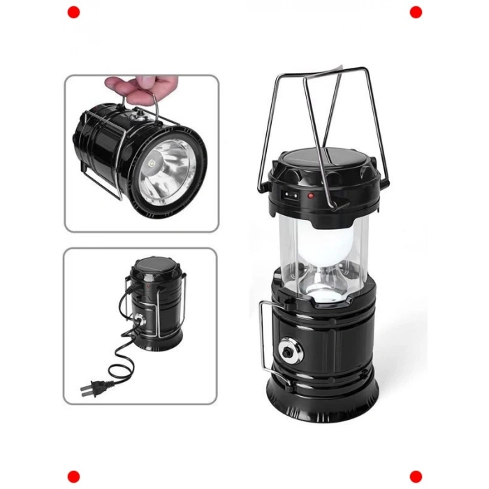 Çok Fonksiyonlu Solar Kamp Lambası (Siyah)