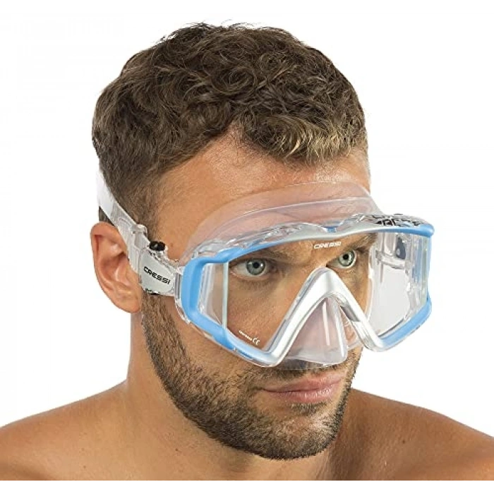 Cressi Liberty Triside Spe Dalış Maskesi, Clear/Blue/Silver