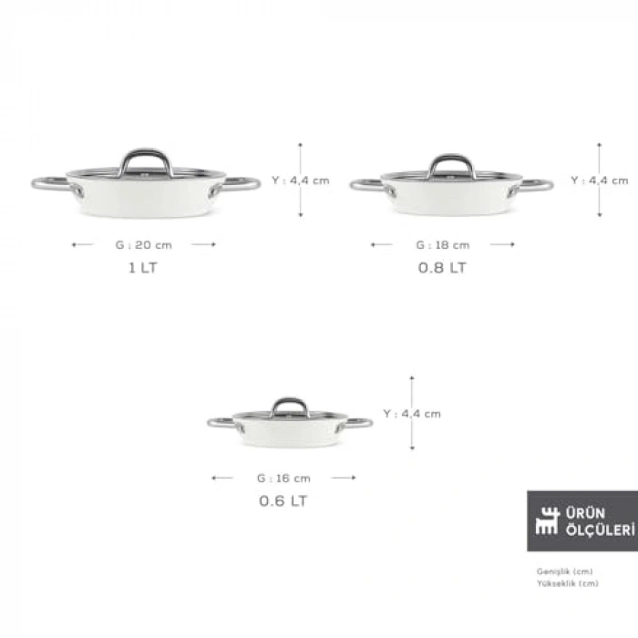 Crystal Creamy Metal 6 Parça Sahan Seti, Şık Tasarım