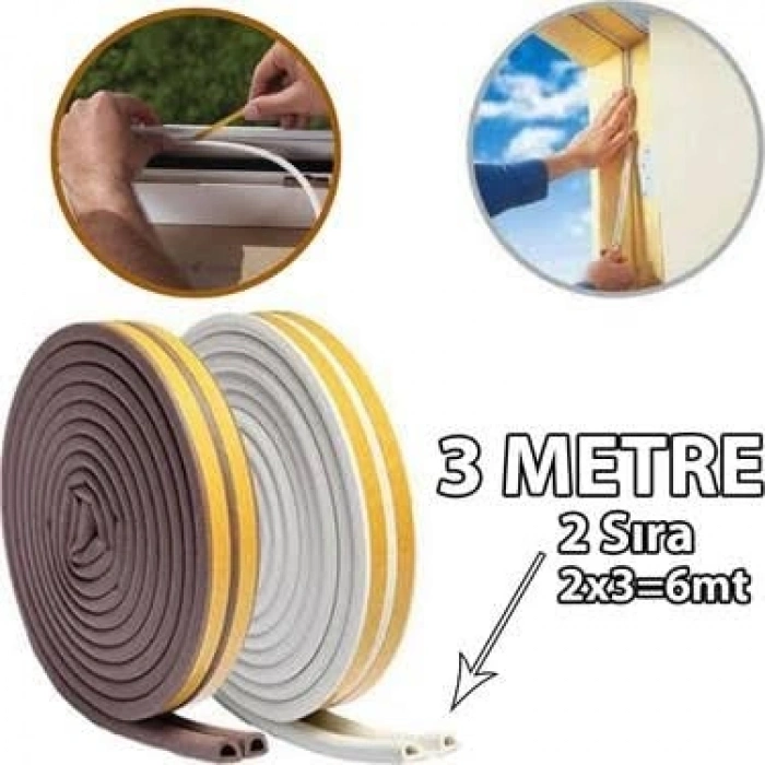 D tipi kapı bandı, 6 metre uzunluk, kahverengi