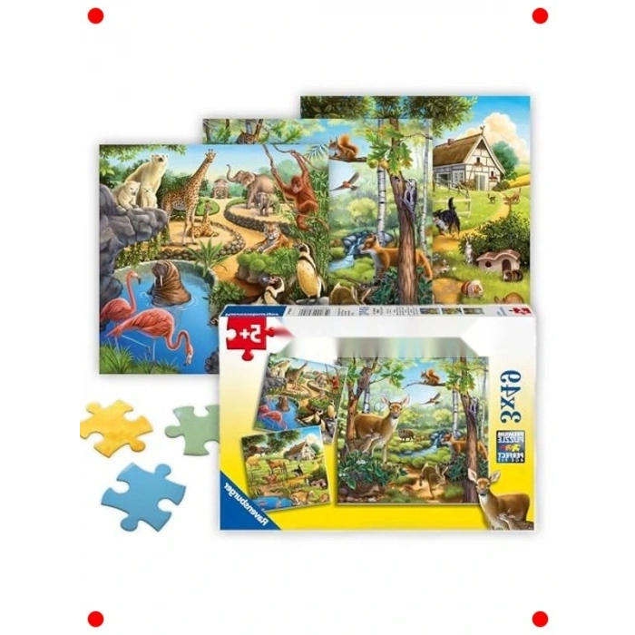 Dağ Hvanları Çocuk Yapbozu Seti (3x49 Parça)