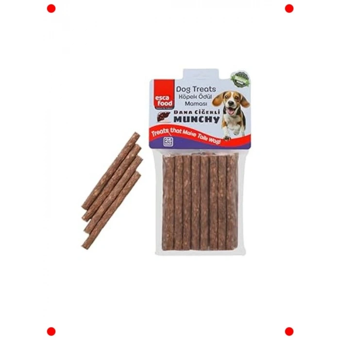Dana Ciğerli Köpek Ödül Çubukları (25 Adet, 12 cm)