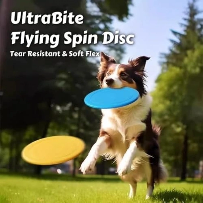 Dayanıklı silikon frizbi köpek oyuncağı, 17.5 cm