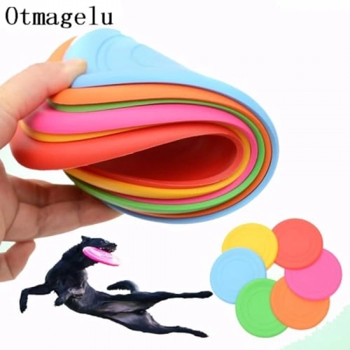 Dayanıklı silikon frizbi köpek oyuncağı, 17.5 cm