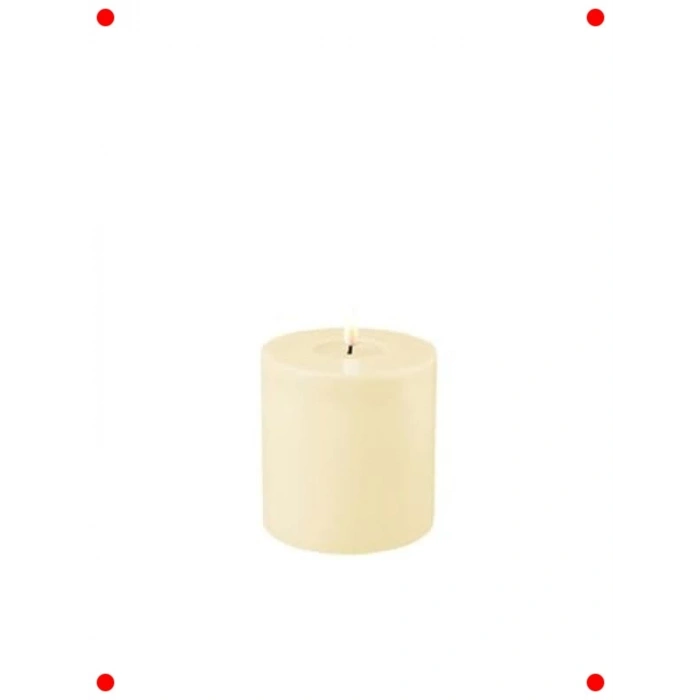 Dekoratif LED Stearin Mum, Krem (10x10 cm)