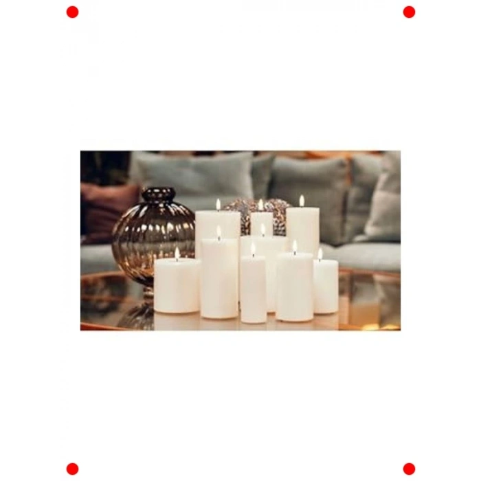 Dekoratif LED Stearin Mum, Krem (10x10 cm)