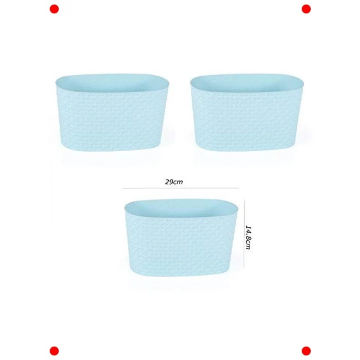 Dekoratif Pastel Mavi Saksı Seti (3 Adet)