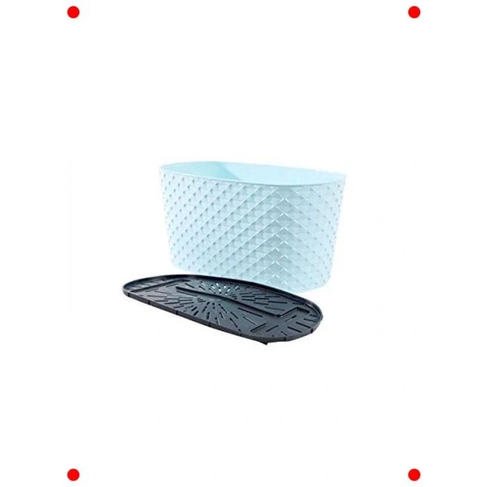 Dekoratif Pastel Mavi Saksı Seti (3 Adet)