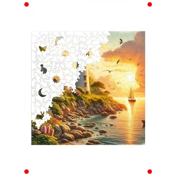 Deniz Feneri Temalı Ahşap Puzzle, 353 Parça