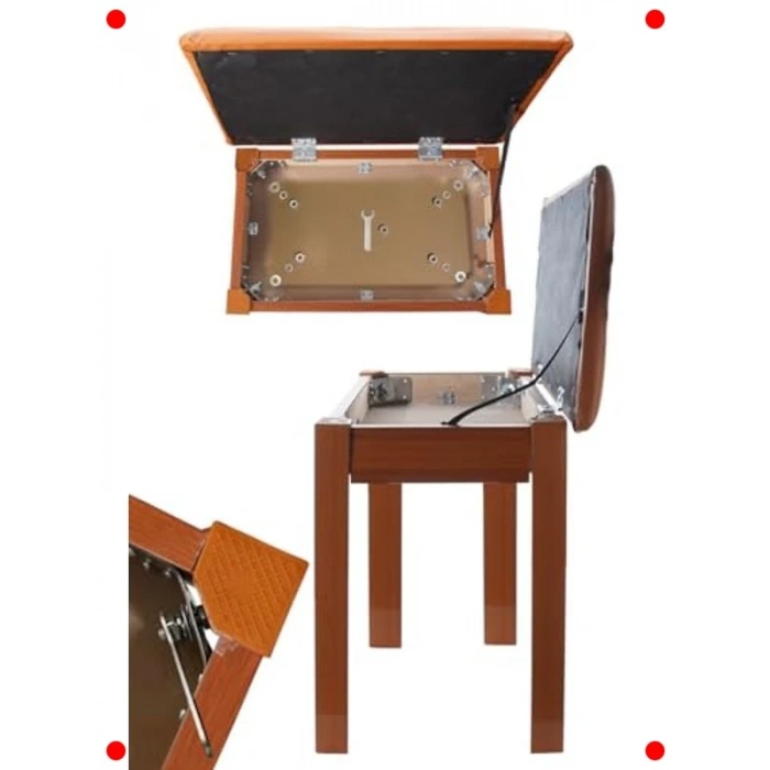 Depolama Bölmeli Piyano Taburesi - Turuncu