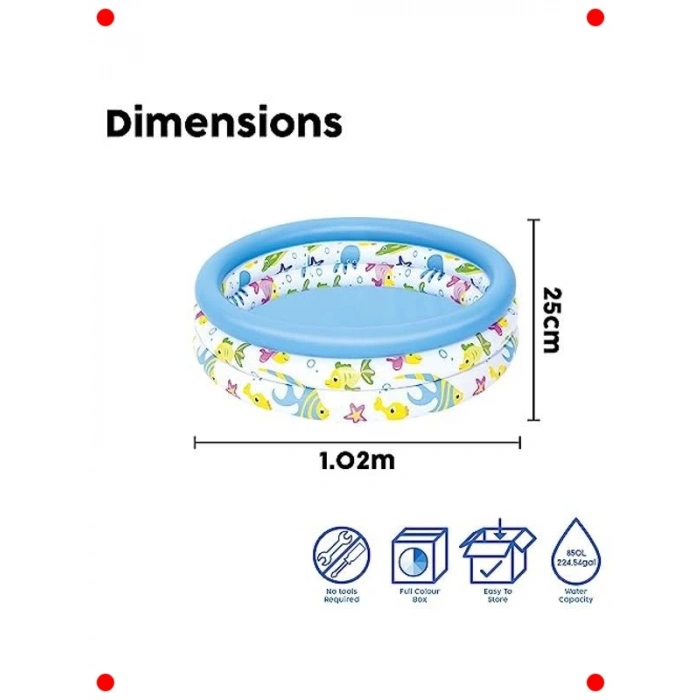 Desenli 3 Bölmeli Çocuk Havuzu 102x25cm