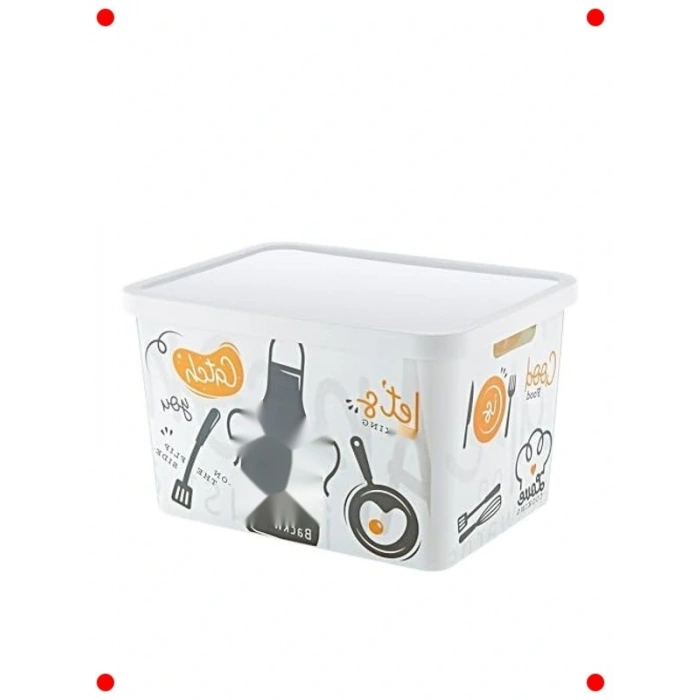 Desenli Çok Amaçlı Saklama Kutusu 18 Lt - Kapaklı