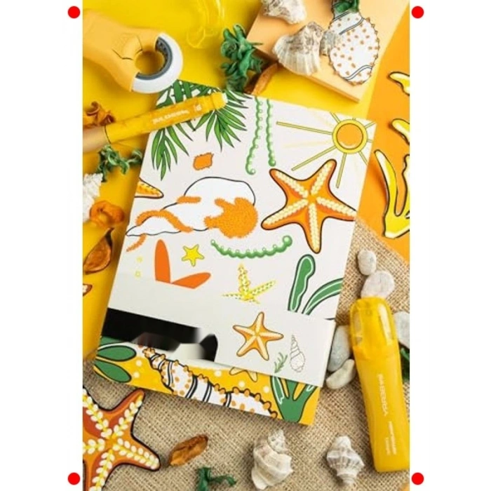 Desenli Elma Hardal Sarısı Defter Seti