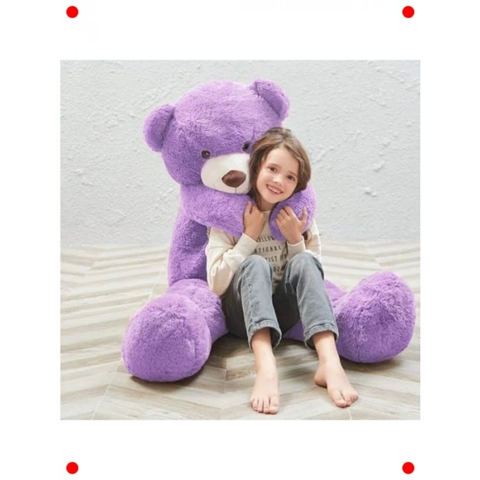 Dev Boy 140 cm Papyonlu Mor Peluş Ayıcık