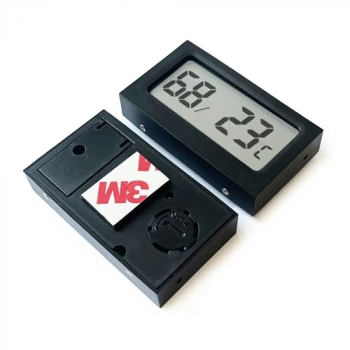 Dijital Nem Ölçer Termometre, Şık Siyah Tasarım