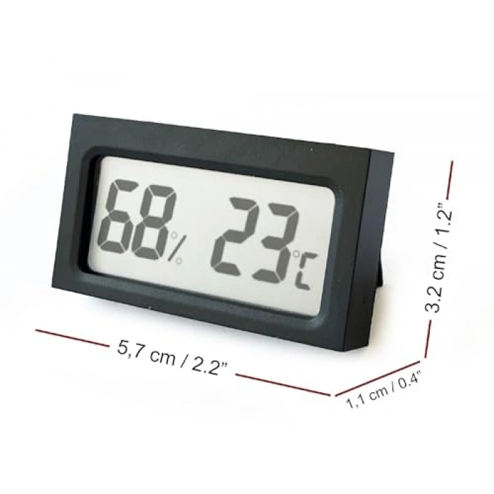 Dijital Nem Ölçer Termometre, Şık Siyah Tasarım