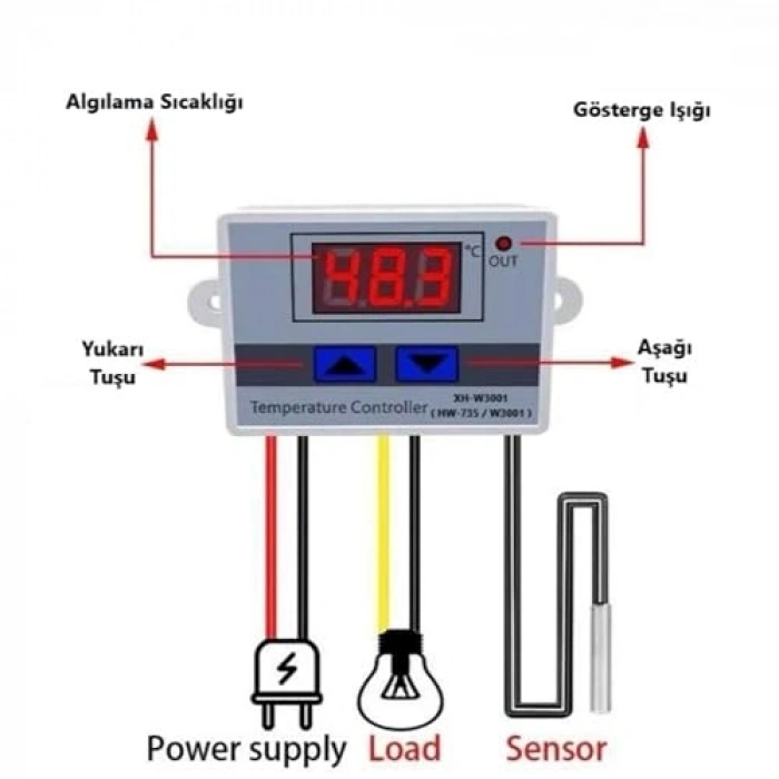 Dijital Termostat, Akvaryum ve Kuluçka İçin 220V AC Model
