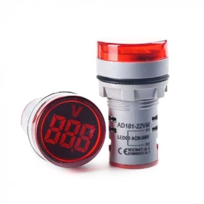 Dijital Voltmetre 22MM AC 60-500V LED Kırmızı Işık