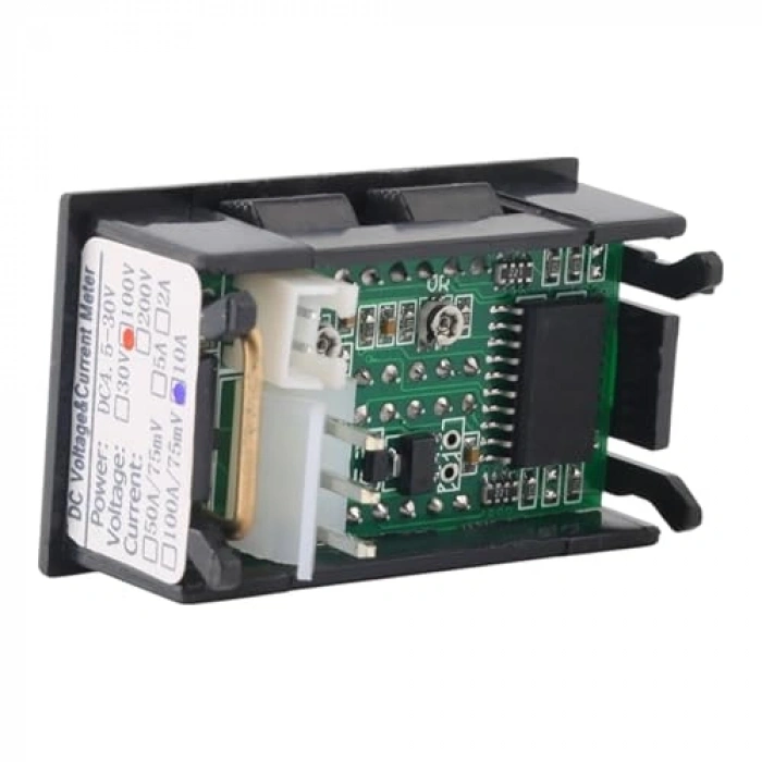 Dijital Voltmetre ve Ampermetre - DC 0-100V 10A Kırmızı-Mavi