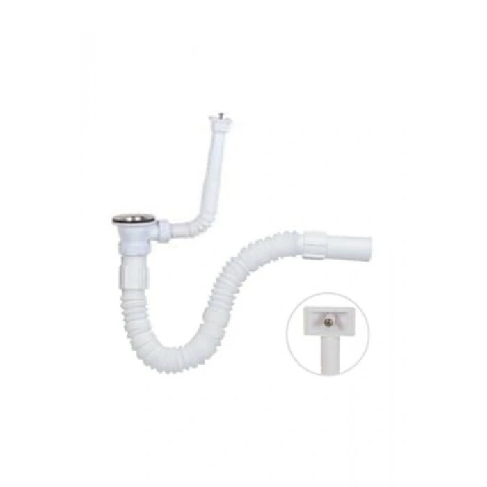 Dik - Yandan Taşmalı Lavabo Gider Sifonu, Paslanmaz