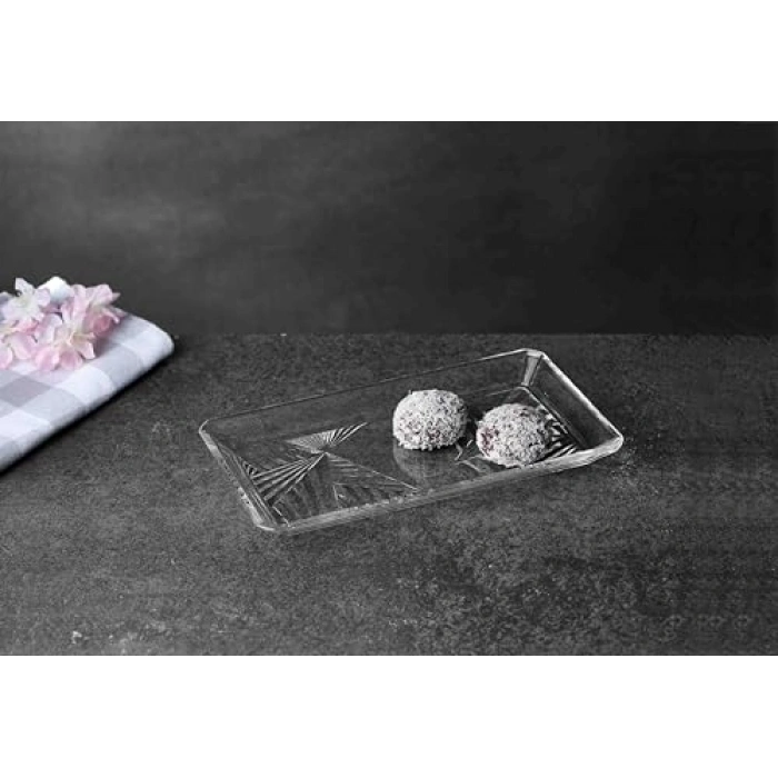 Dikdörtgen tatlı tabağı seti, iki adet 22x12 cm ölçüsünde