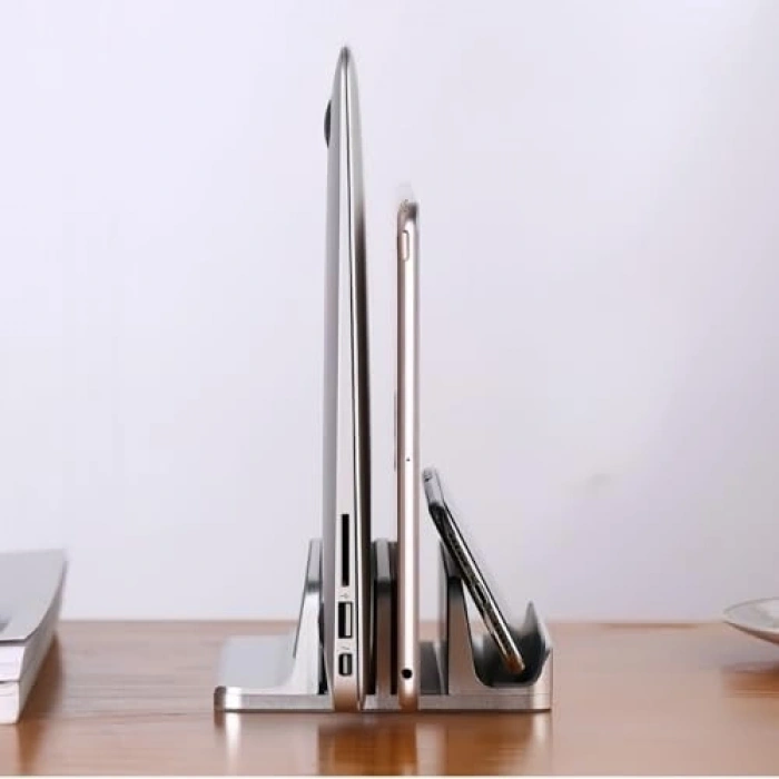 Dikey Metal Laptop Standı, Alüminyum, Ergonomik