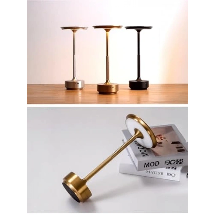 Dimmerli Metal Kasa Masa Lambası, 3 Renkli Işık Seçeneği
