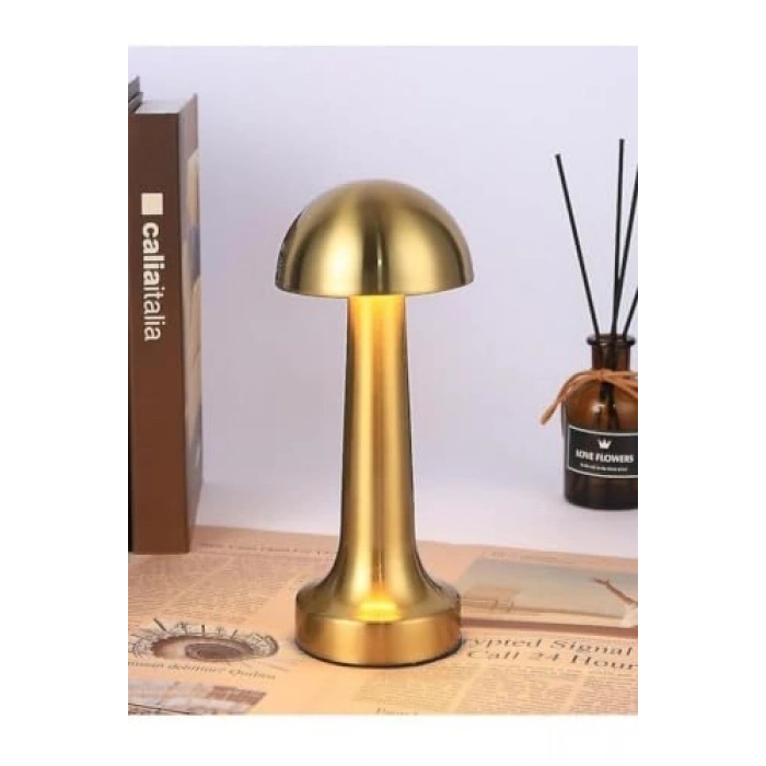 Dimmerli Şarjlı Masa Lambası, 3 Renk Işık Modu, Gold