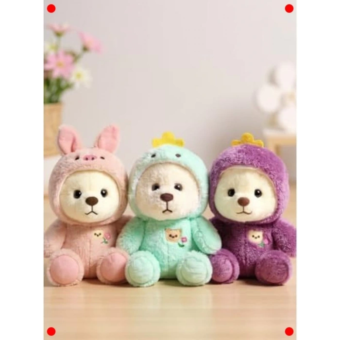 Dinazor Kıyafetli Peluş Ayıcık - 35 cm Mint Yeşili