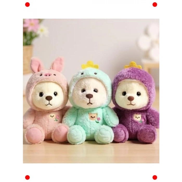 Dinazor Kıyafetli Yumuşak Peluş Ayıcık, 35 cm