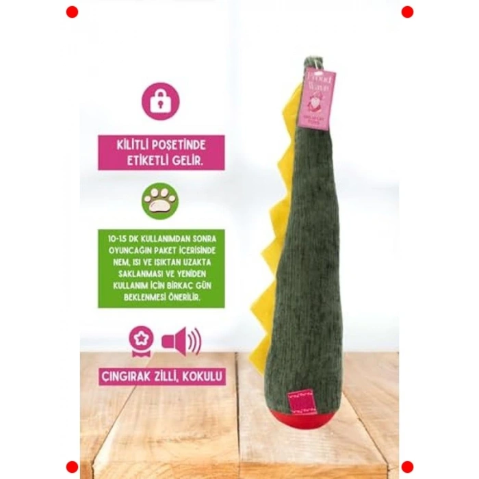 Dino Kedi Oyuncağı Sesli Matatabi ve Catnip Özlü